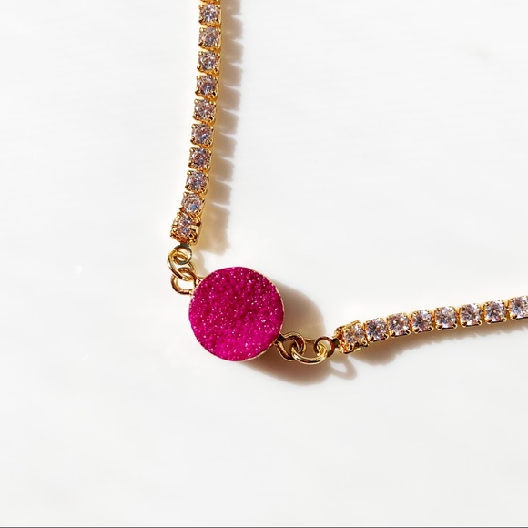 Jewelry - Fuchsia Hot Pink Druzy Tennis Choker